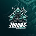 Ninja vector mascot logo design with modern illustration concept style for badge, emblem and tshirt printing. angry ninja