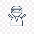 Ninja vector icon isolated on transparent background, linear Nin