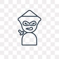 Ninja vector icon isolated on transparent background, linear Nin