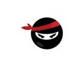 Ninja warrior icon. Simple black ninja head logo