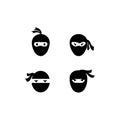 Ninja warrior icon. Simple black ninja head logo illustration Royalty Free Stock Photo
