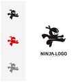 Ninja Warrior logo Design Vector Template. Silhouette of japanese fighter. - Vector