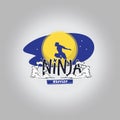 Ninja warrior logotype. Ninja jump over the moon -