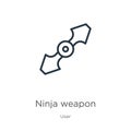 Ninja weapon icon. Thin linear ninja weapon outline icon isolated on white background from user collection. Line vector sign,