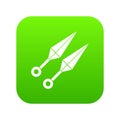 Ninja weapon kunai icon digital green