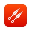 Ninja weapon kunai icon digital red