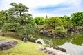 Ninomaru Garden with pines, pond and rocks, Kyoto, Japan. Ninomaru-Garden is the garden of Nijo Castle,