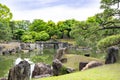 Ninomaru Garden with pines, pond and rocks, Kyoto, Japan. Ninomaru-Garden is the garden of Nijo Castle,