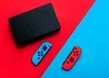 Nintendo Switch video game console with Nintendo two Joy-Cons Royalty Free Stock Photo