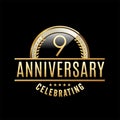 Ninth Anniversary emblem. Anniversary badge.