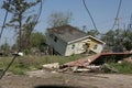 Ninth Ward Yellow House off foundation Royalty Free Stock Photo