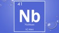 Niobium chemical element symbol on blue bubble background