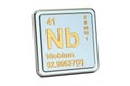 Niobium Nb, chemical element sign. 3D rendering