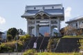 Niomon Gate at Honmyo-ji Temple is being rebuilt after the earth quake