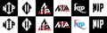 NIP letter logo design in six style. NIP polygon, circle, triangle, hexagon, flat and simple style with black and white color Royalty Free Stock Photo