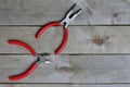 Nippers and pliers with red handles