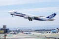 Nippon Cargo Airlines B747 taking off airport, LAX