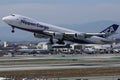 Nippon Cargo Airlines B747 taking off from Los Angeles Airport, LAX