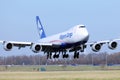 Nippon Cargo landing on Amsterdam Schiphol Airport, Boeing 747