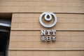 Nippon Telegraph and Telephone - NTT logo, it is a Japanese telecommunications company headquartered in Tokyo, Japan. Royalty Free Stock Photo