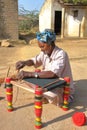 NIRONA, GUJARAT, INDIA - DECEMBER 19, 2013: local craftsman in Nirona, local village near Bhuj