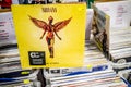 Nirvana vinyl album on display for sale, Vinyl, LP, Album, Pop Rock, American rock band, collection of Vinyl in background