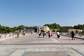 Paved bridge at the entrance to the medieval fortress with of people in the city of Nis