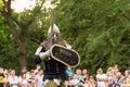 Valiant Knight Engaging in Battle: A Thrilling Spectacle at the International Knights Festival Royalty Free Stock Photo