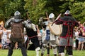 Thrilling Group Battles: Knights Clash in Epic Combat at the International Knights Festival Royalty Free Stock Photo