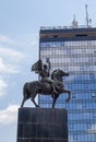 Nis, Serbia - June 12, 2021: Monument to the Liberators of Nis, King Milan square in center of Nis