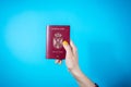 NIS, SERBIA - MAY 18, 2016: Woman hand holding Serbian passport