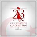 23 April, National Sovereignty and Childrens Day Turkey celebration card.