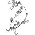 Nishikigoi Koi Carp Fish Diving Down Continuous Line Drawing Royalty Free Stock Photo