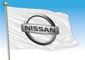 Nissan cars international group, flags with logo, illustration