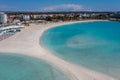 Nissi Beach in Ayia Napa, clean aerial photo of famous tourist beach in Cyprus Royalty Free Stock Photo