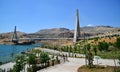 Nissibi Euphrates bridge with a blue sky in the background, Turkey