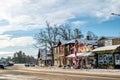 NISSWA, MN - 24 DEC 2021: Main street with stores decorated for Christmas