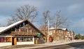 NISSWA, MN - 24 DEC 2021: Main street with stores decorated for Christmas