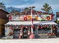 NISSWA, MN - 24 DEC 2021: Store front decorated for Christmas Royalty Free Stock Photo