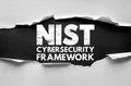 NIST Cybersecurity Framework concept with torn paper effect. Security compliance, information technology standards, data Royalty Free Stock Photo