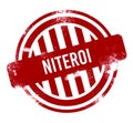 Niteroi - Red grunge button, stamp