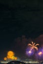 Night photo of New Year's arrival (RÃÂ©veillon) with fireworks in the sky Royalty Free Stock Photo