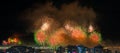 Night photo of New Year's arrival (RÃÂ©veillon) with fireworks in the sky Royalty Free Stock Photo