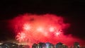 Night photo of New Year's arrival (RÃÂ©veillon) with fireworks in the sky Royalty Free Stock Photo