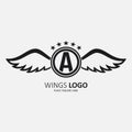 Nitial letter A with wings icon design