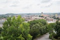 Nitra city skyline panorama aerial downtown church castle view