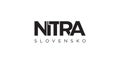 Nitra in the Slovakia emblem. The design features a geometric style, vector illustration with bold typography in a modern font.