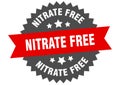 nitrate free sign. nitrate free round isolated ribbon label.