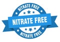 nitrate free round ribbon isolated label. nitrate free sign.