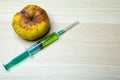 Nitrate syringe apple table background